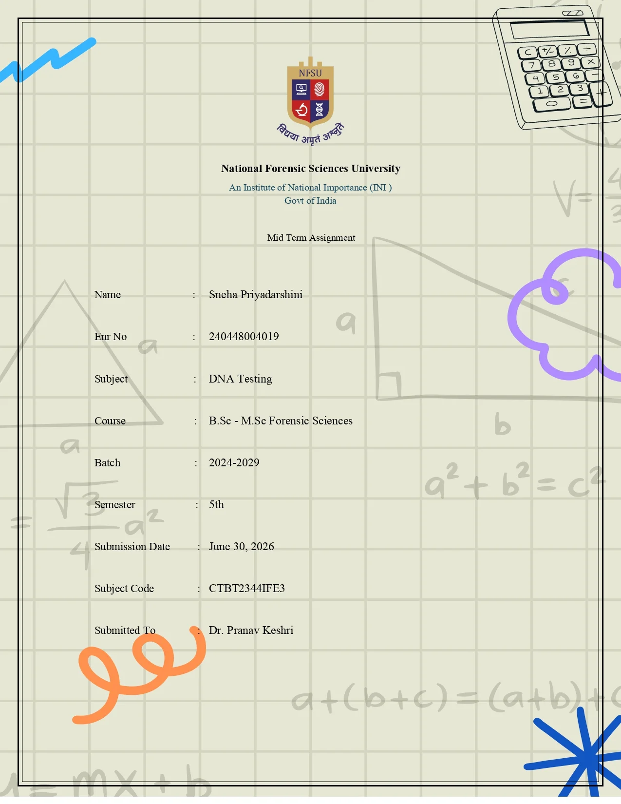 Math Notebook assignment cover template preview