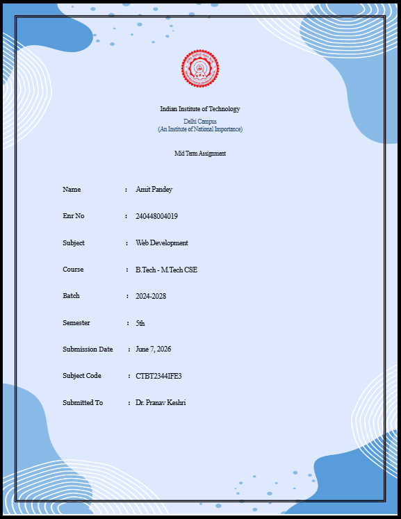 Classic Academic assignment cover template preview