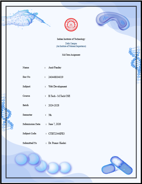 Minimal assignment cover template preview