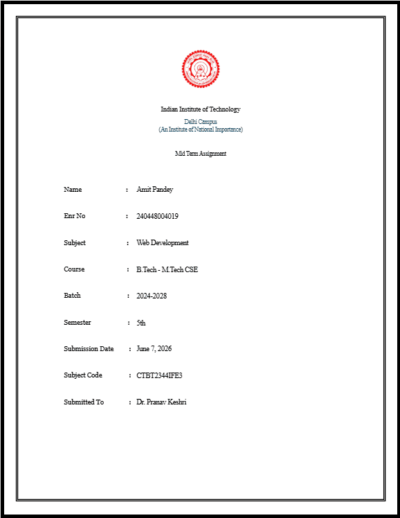 Creative Design assignment cover template preview